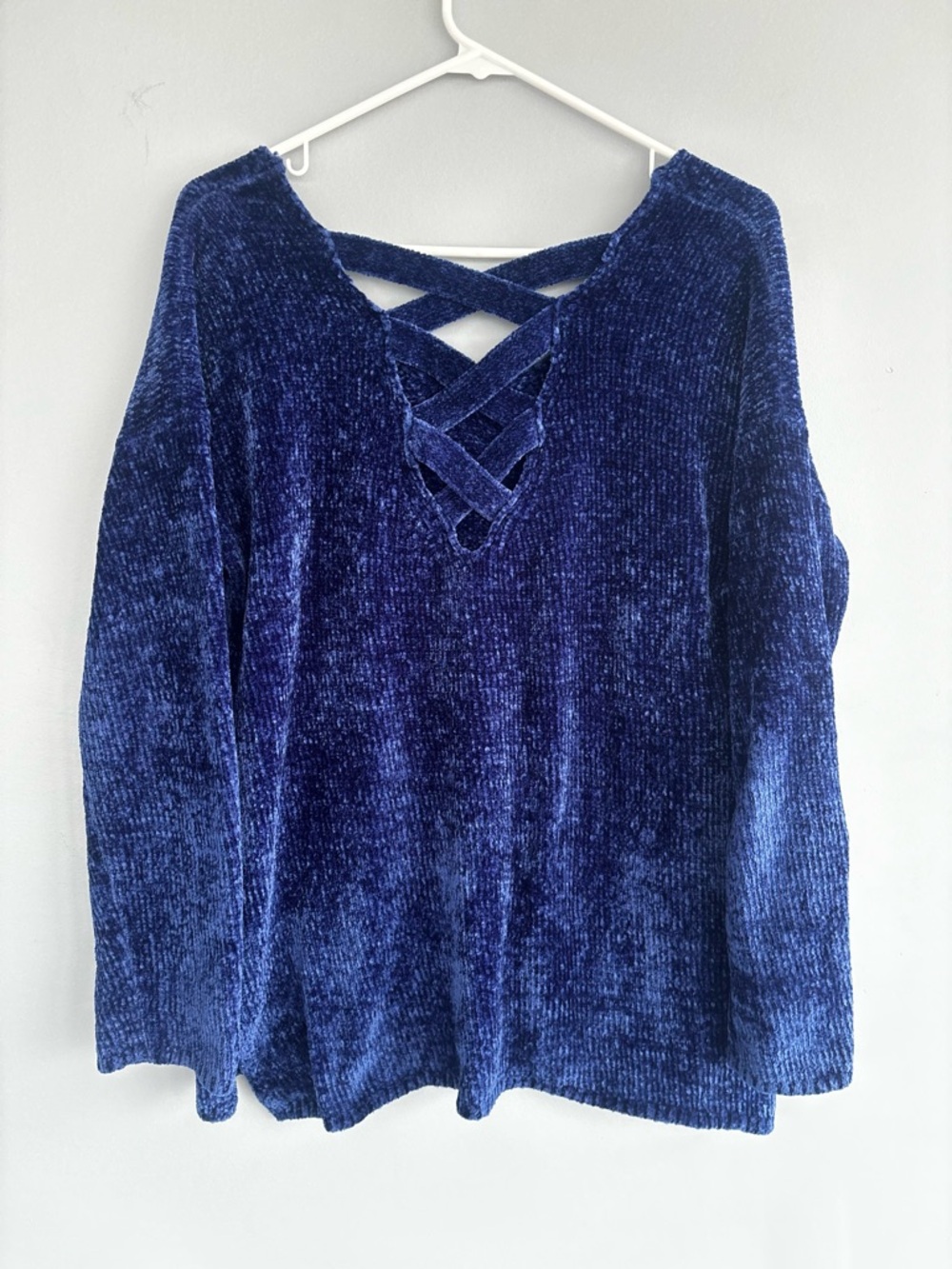 Plush Chenille Sweater in Deep Blue